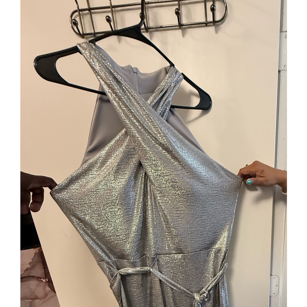 Elegant Silver Evening Gown